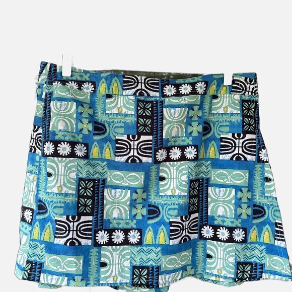 RipSkirt Hawaii Wrap Skirt Size Large Tahitian Tapa Length 1 Blue Lotta Leg